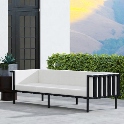 Butler Specialty Company - Norway Indoor/Outdoor 76.5 in. W Upholstered & Metal Patio Sofa with Cushions, Black/White - 5722437