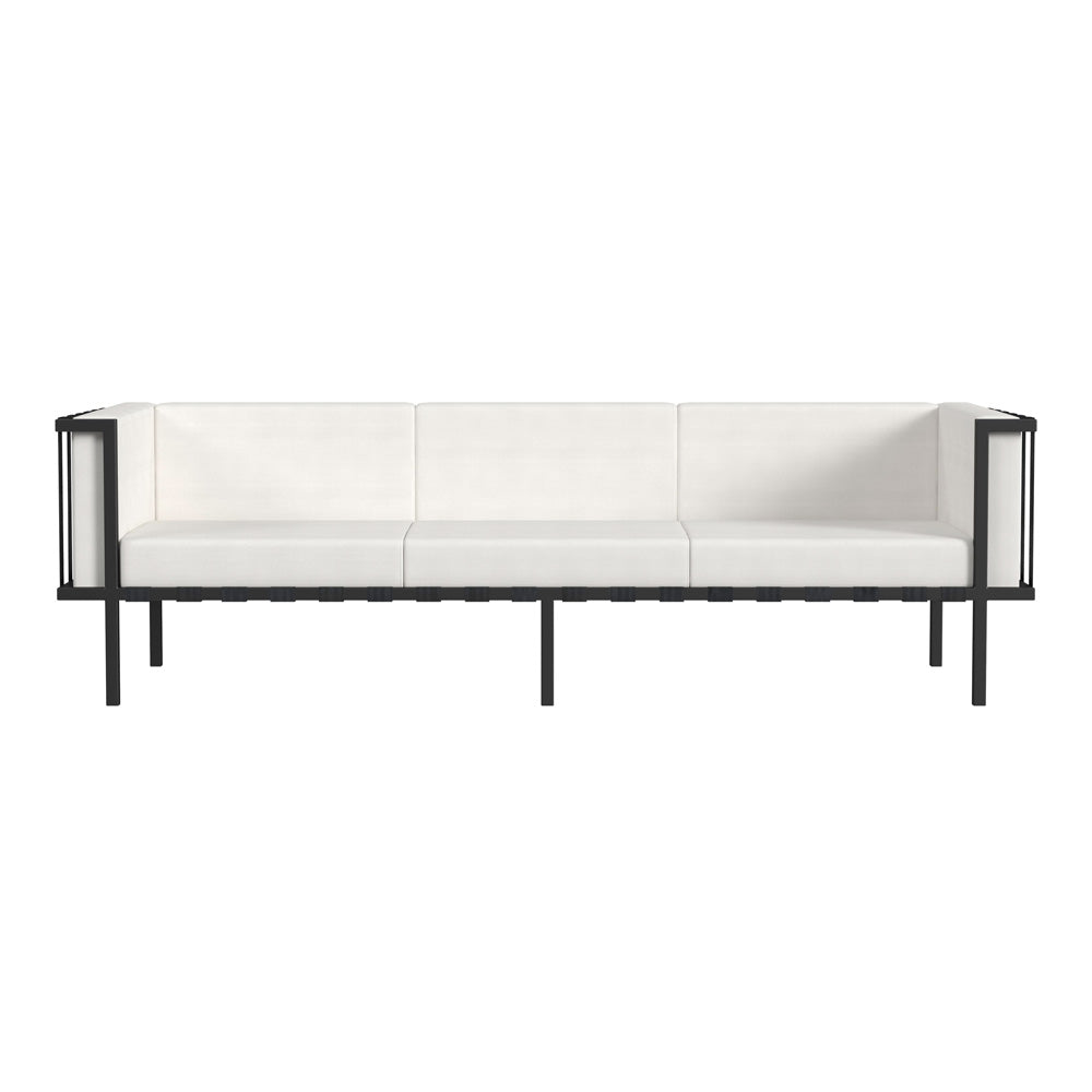 Butler Specialty Company - Norway Indoor/Outdoor 76.5 in. W Upholstered & Metal Patio Sofa with Cushions, Black/White - 5722437