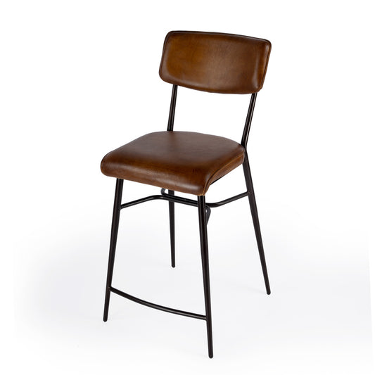 Butler Specialty Company - Odessa Square Leather 26.5" Counter Stool, Medium Brown - 5613344