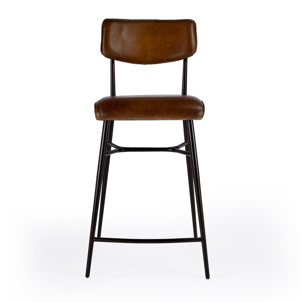 Butler Specialty Company - Odessa Square Leather 26.5" Counter Stool, Medium Brown - 5613344