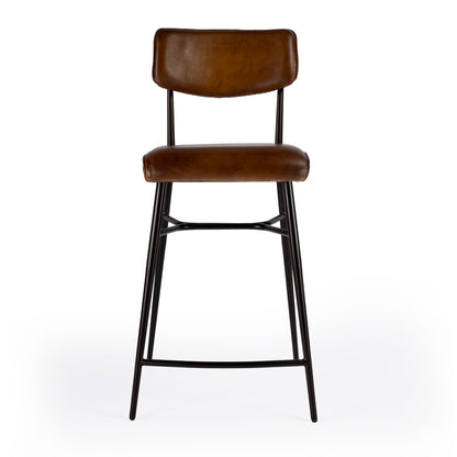 Butler Specialty Company - Odessa Square Leather 26.5" Counter Stool, Medium Brown - 5613344
