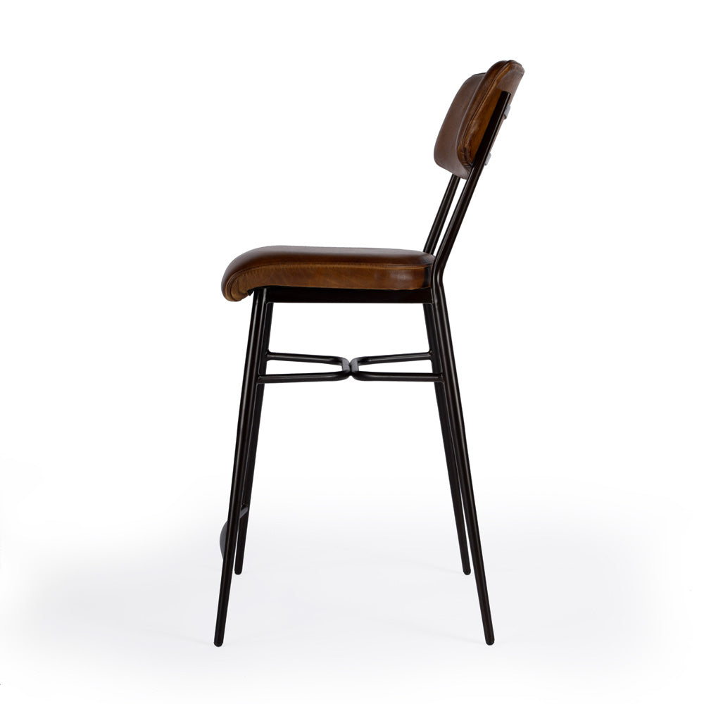 Butler Specialty Company - Odessa Square Leather 26.5" Counter Stool, Medium Brown - 5613344