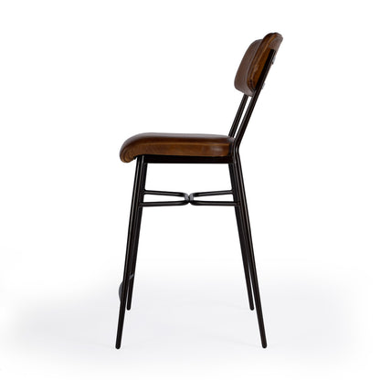 Butler Specialty Company - Odessa Square Leather 26.5" Counter Stool, Medium Brown - 5613344