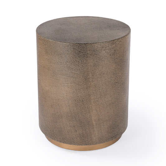 Butler Specialty Company - Olenka 20. in. W Round Leather & Metal Side Table, Gold - 5590350