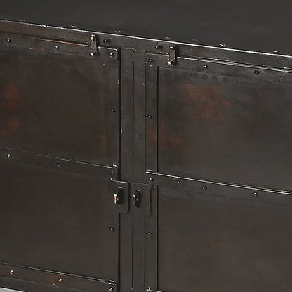 Butler Specialty Company - Owen 62 in. W Rectangular Iron Industrial Chic 4 Door, 4 Interior Shelf Console Cabinet, Black - 3164025