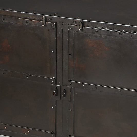Butler Specialty Company - Owen 62 in. W Rectangular Iron Industrial Chic 4 Door, 4 Interior Shelf Console Cabinet, Black - 3164025