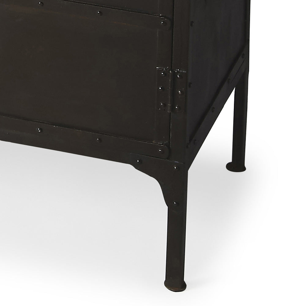 Butler Specialty Company - Owen 62 in. W Rectangular Iron Industrial Chic 4 Door, 4 Interior Shelf Console Cabinet, Black - 3164025