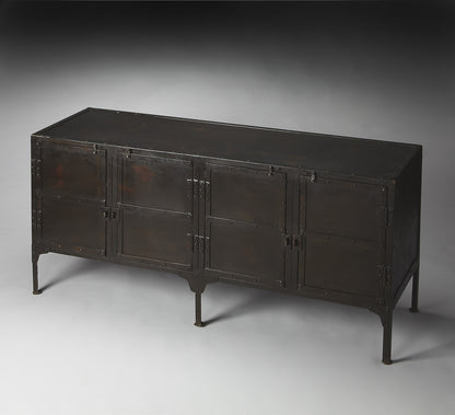 Butler Specialty Company - Owen 62 in. W Rectangular Iron Industrial Chic 4 Door, 4 Interior Shelf Console Cabinet, Black - 3164025
