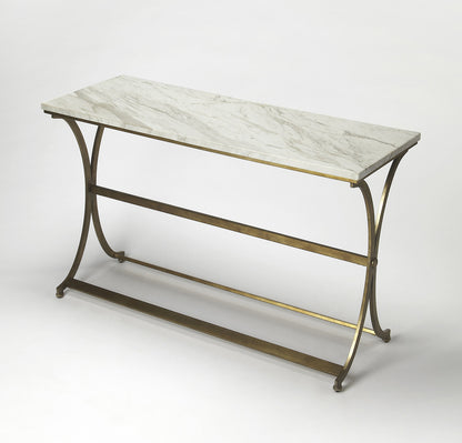 Butler Specialty Company - Pamina 48 in. W Rectangular Marble & Metal Console Table, White/Gold - 9324355