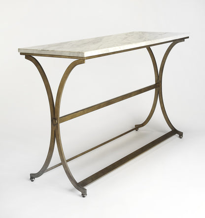 Butler Specialty Company - Pamina 48 in. W Rectangular Marble & Metal Console Table, White/Gold - 9324355