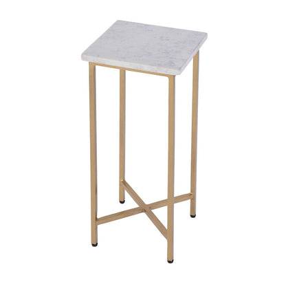 Butler Specialty Company - Paulina 9 in. W Square Marble and Iron End Table, White, Antique Gold - 5905226 View 1