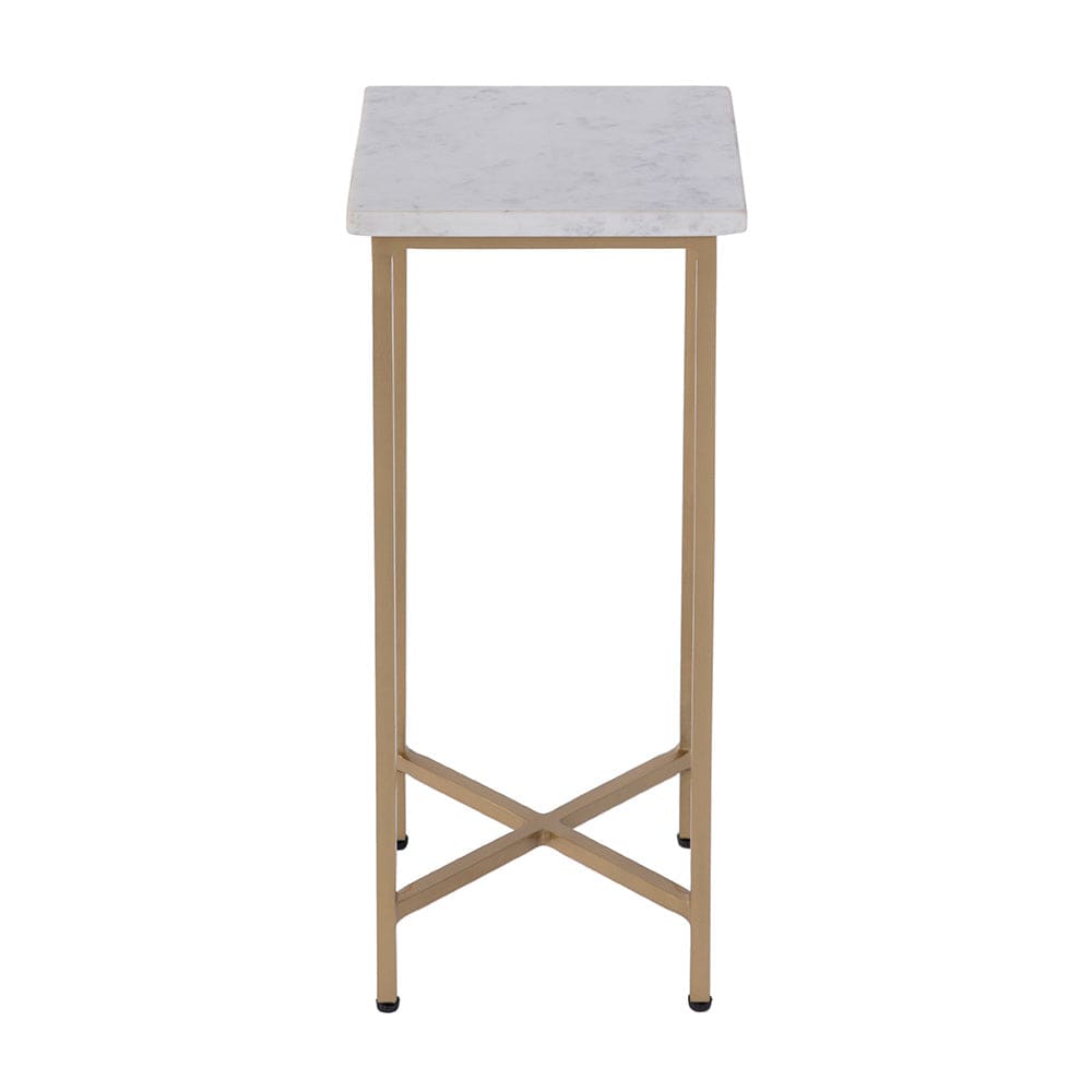 Butler Specialty Company - Paulina 9 in. W Square Marble and Iron End Table, White, Antique Gold - 5905226 View 2