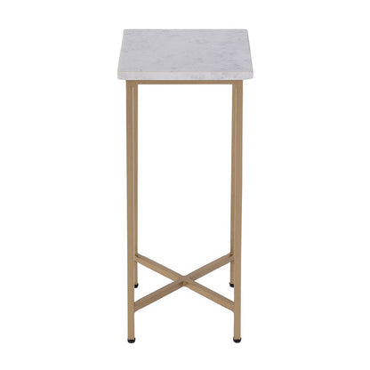Butler Specialty Company - Paulina 9 in. W Square Marble and Iron End Table, White, Antique Gold - 5905226 View 2