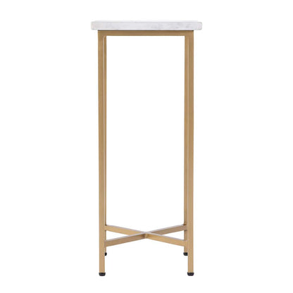 Butler Specialty Company - Paulina 9 in. W Square Marble and Iron End Table, White, Antique Gold - 5905226 View 3