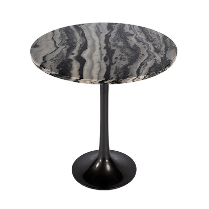 Butler Specialty Company - Paxton 23.5 in. W Round Marble & Metal Side Table, Black and White - 5689025