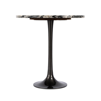 Butler Specialty Company - Paxton 23.5 in. W Round Marble & Metal Side Table, Black and White - 5689025