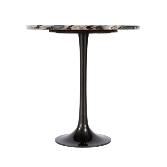 Butler Specialty Company - Paxton 23.5 in. W Round Marble & Metal Side Table, Black and White - 5689025