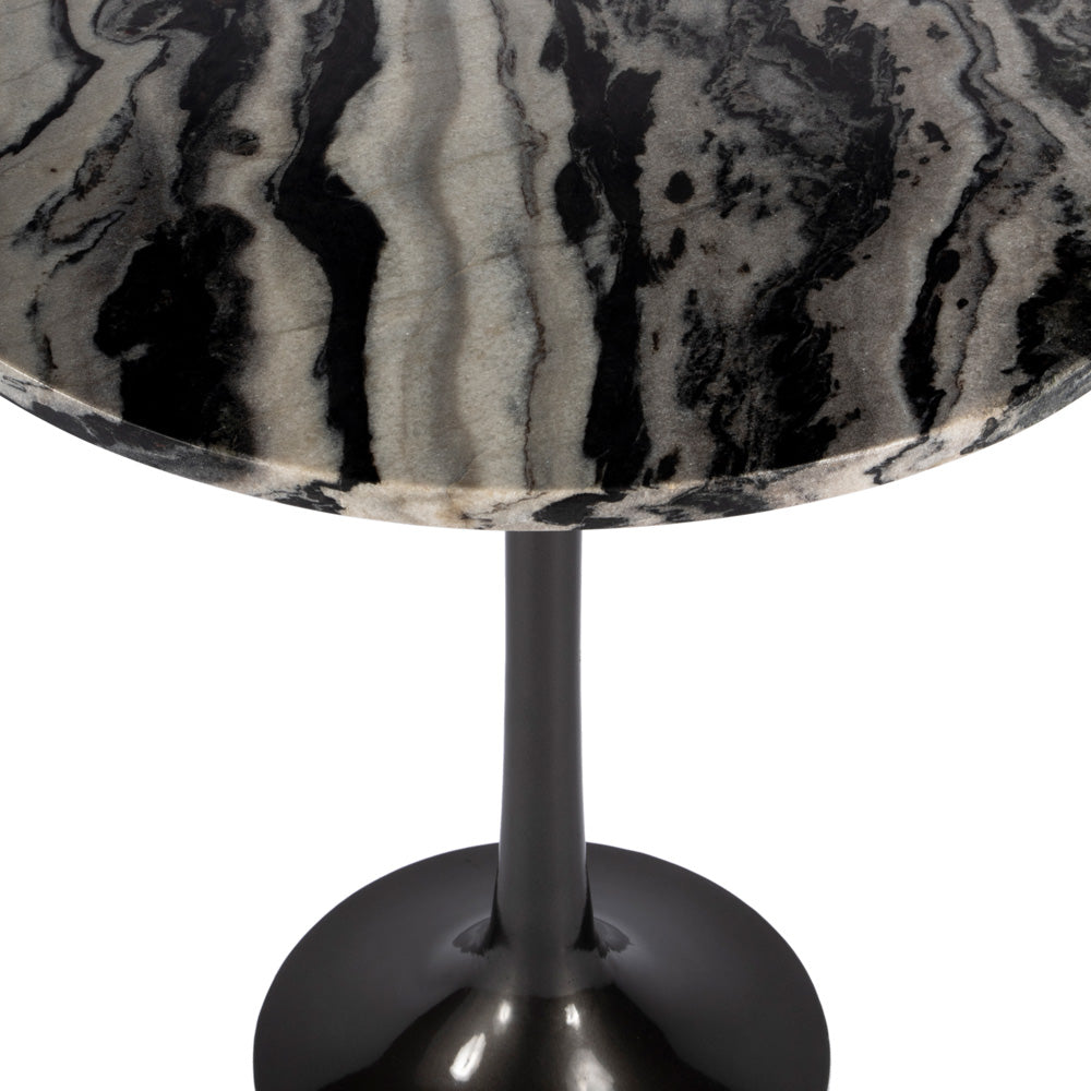 Butler Specialty Company - Paxton 23.5 in. W Round Marble & Metal Side Table, Black and White - 5689025