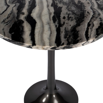 Butler Specialty Company - Paxton 23.5 in. W Round Marble & Metal Side Table, Black and White - 5689025