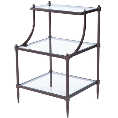 Butler Specialty Company - Peninsula 20 in. W Rectangular Glass & Metal 3 Tier Side Table, Bronze - 7015030