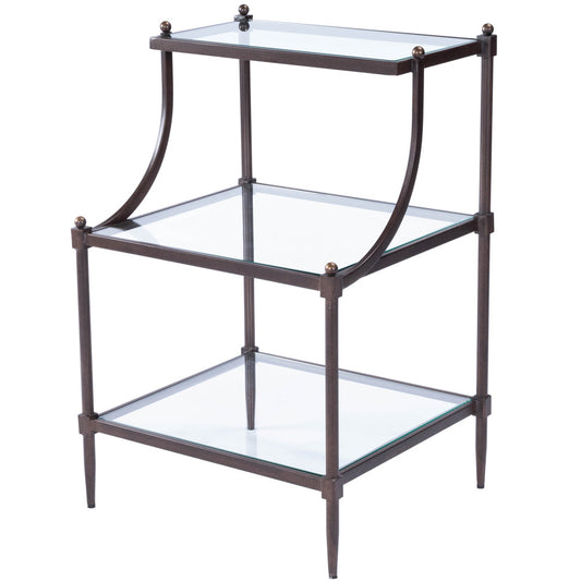 Butler Specialty Company - Peninsula 20 in. W Rectangular Glass & Metal 3 Tier Side Table, Bronze - 7015030