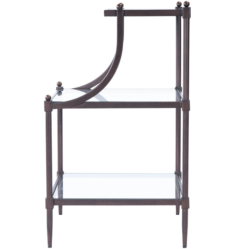 Butler Specialty Company - Peninsula 20 in. W Rectangular Glass & Metal 3 Tier Side Table, Bronze - 7015030