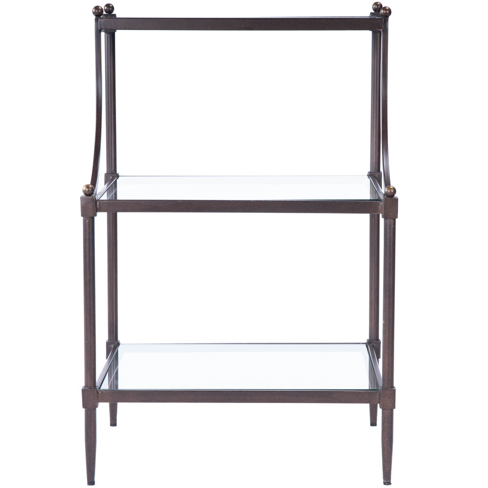 Butler Specialty Company - Peninsula 20 in. W Rectangular Glass & Metal 3 Tier Side Table, Bronze - 7015030