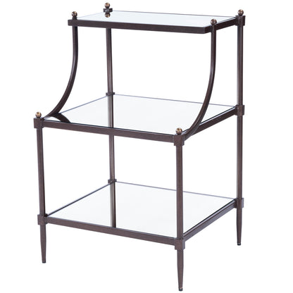 Butler Specialty Company - Peninsula 20 in. W Rectangular Mirrored Glass & Metal 3 Tier Side Table, Bronze - 7015025