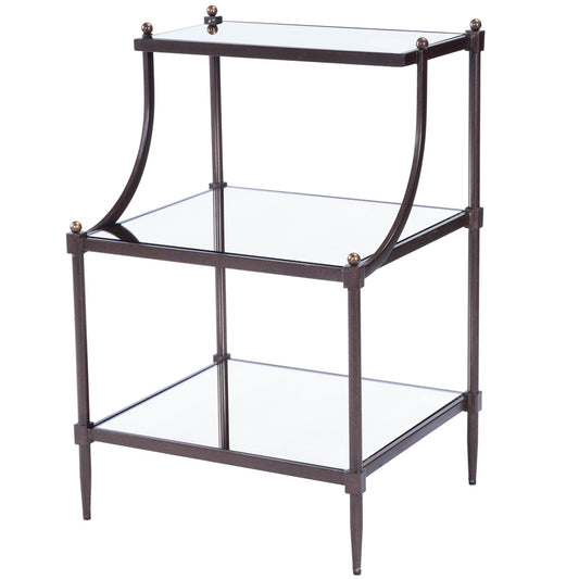 Butler Specialty Company - Peninsula 20 in. W Rectangular Mirrored Glass & Metal 3 Tier Side Table, Bronze - 7015025