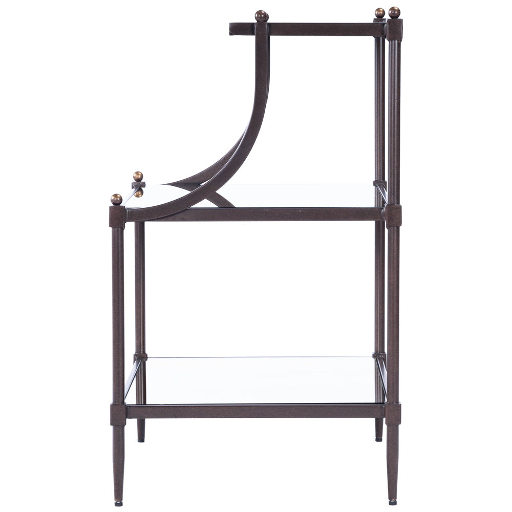 Butler Specialty Company - Peninsula 20 in. W Rectangular Mirrored Glass & Metal 3 Tier Side Table, Bronze - 7015025
