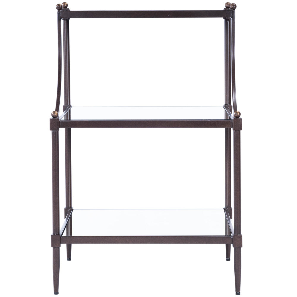 Butler Specialty Company - Peninsula 20 in. W Rectangular Mirrored Glass & Metal 3 Tier Side Table, Bronze - 7015025