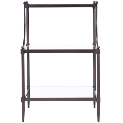 Butler Specialty Company - Peninsula 20 in. W Rectangular Mirrored Glass & Metal 3 Tier Side Table, Bronze - 7015025