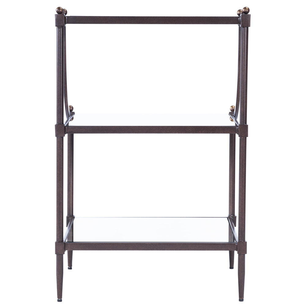 Butler Specialty Company - Peninsula 20 in. W Rectangular Mirrored Glass & Metal 3 Tier Side Table, Bronze - 7015025