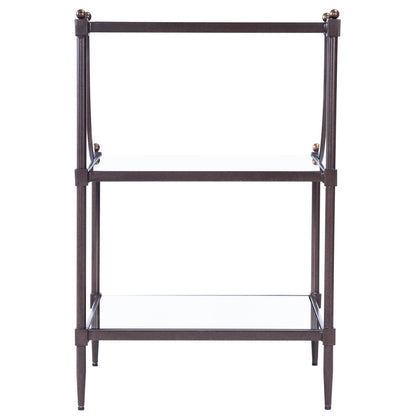Butler Specialty Company - Peninsula 20 in. W Rectangular Mirrored Glass & Metal 3 Tier Side Table, Bronze - 7015025