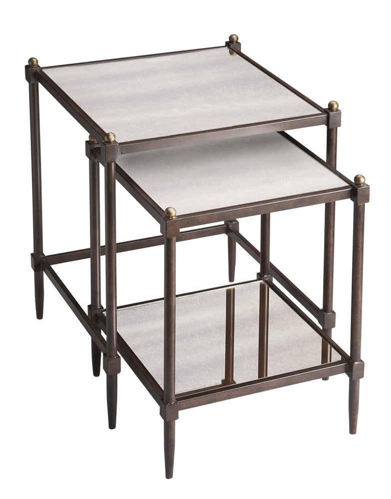 Butler Specialty Company - Peninsula Mirror & Metal Set of 2 Nesting Tables, Gray - 3047025