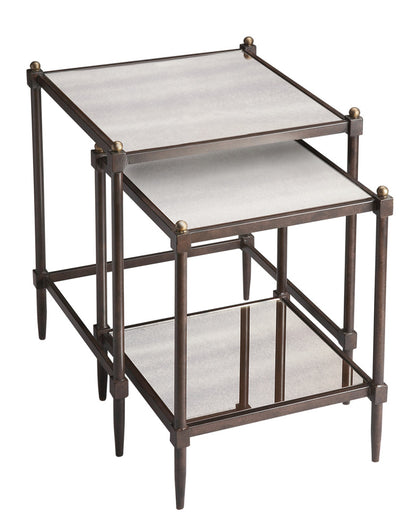 Butler Specialty Company - Peninsula Mirror & Metal Set of 2 Nesting Tables, Gray - 3047025