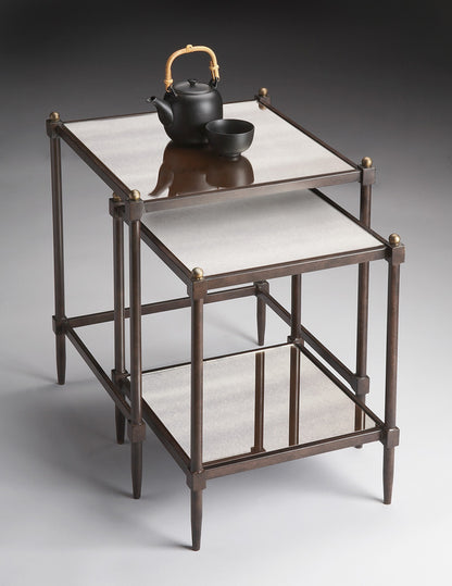 Butler Specialty Company - Peninsula Mirror & Metal Set of 2 Nesting Tables, Gray - 3047025