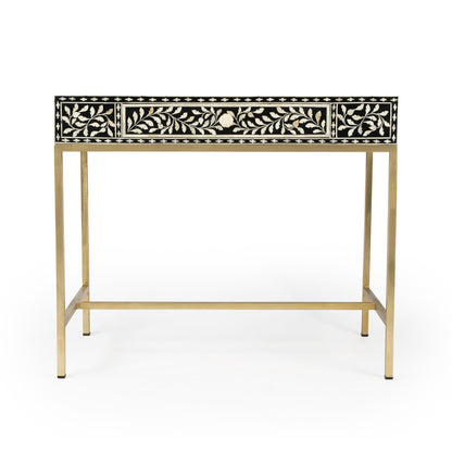 Butler Specialty Company - Perilla 36 in. W Rectangular Bone Inlay & Wood 1 Drawer Writing Desk, Black & White - 5529318