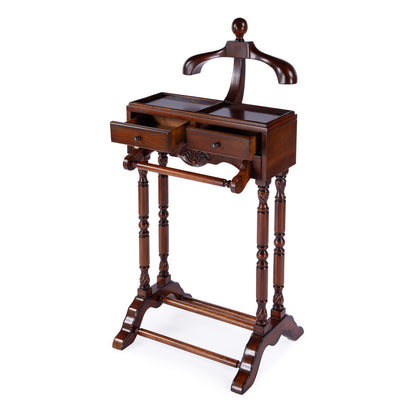 Butler Specialty Company - Petrov 46.25 in. H x 22 in. W Wood Clothing Valet Stand, Medium Brown - 900011