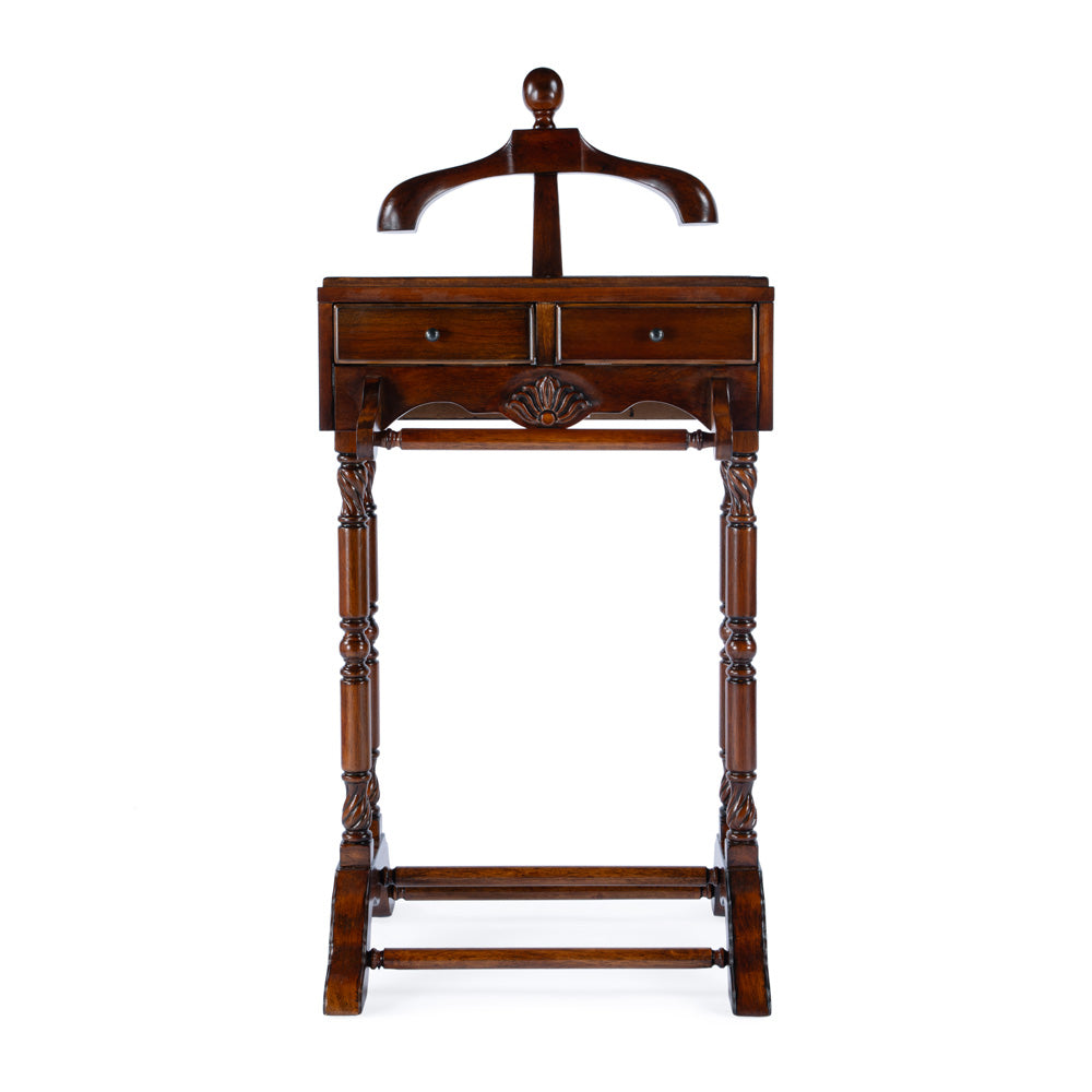 Butler Specialty Company - Petrov 46.25 in. H x 22 in. W Wood Clothing Valet Stand, Medium Brown - 900011