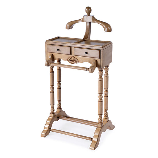 Butler Specialty Company - Petrov 46.25 in. H x 22 in. W Wood Clothing Valet Stand, Tan/Beige - 900424