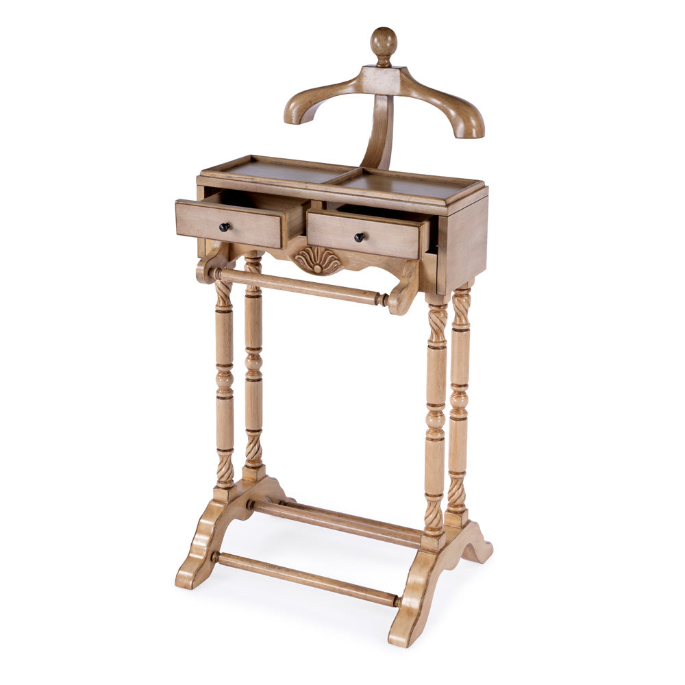 Butler Specialty Company - Petrov 46.25 in. H x 22 in. W Wood Clothing Valet Stand, Tan/Beige - 900424