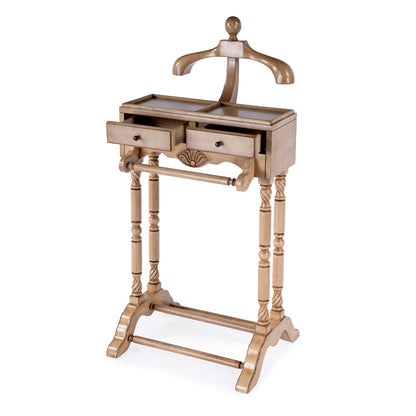 Butler Specialty Company - Petrov 46.25 in. H x 22 in. W Wood Clothing Valet Stand, Tan/Beige - 900424