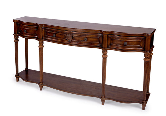 Butler Specialty Company - Peyton 72 in. W Rectangular Wood 3 Drawer & Lower Shelve Console Table, Medium Brown - 3028001