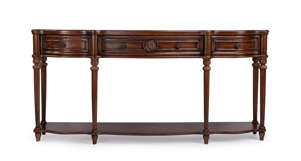 Butler Specialty Company - Peyton 72 in. W Rectangular Wood 3 Drawer & Lower Shelve Console Table, Medium Brown - 3028001