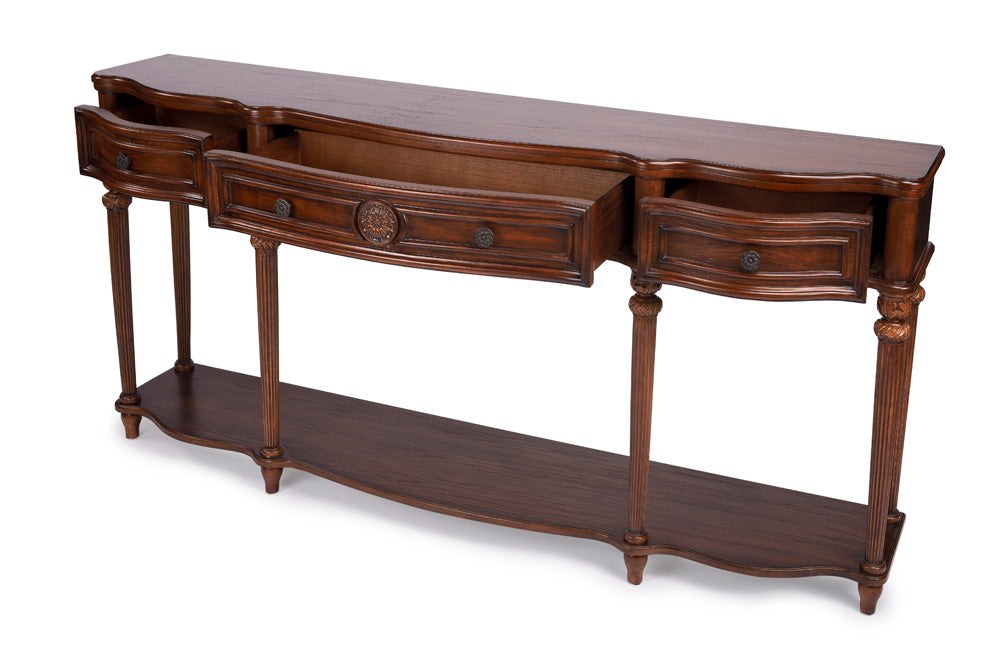 Butler Specialty Company - Peyton 72 in. W Rectangular Wood 3 Drawer & Lower Shelve Console Table, Medium Brown - 3028001