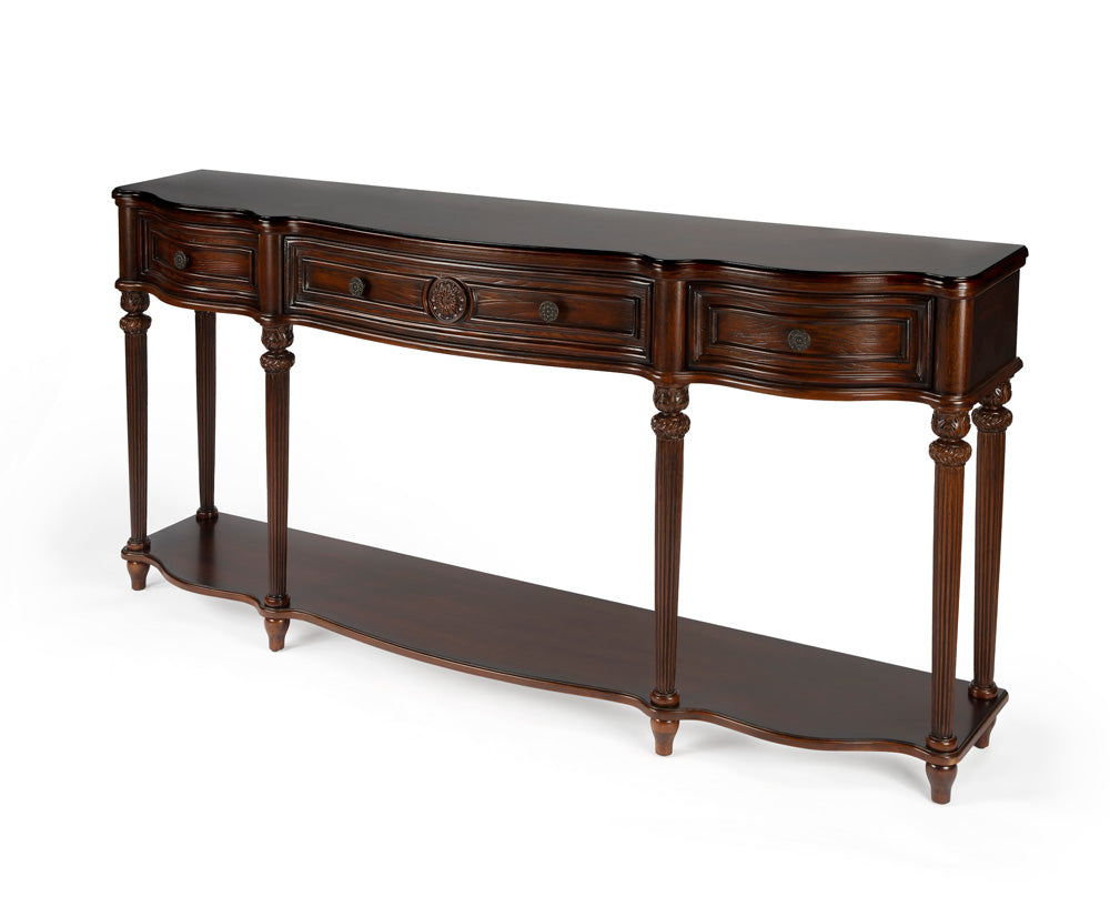 Butler Specialty Company - Peyton 72 in. W Rectangular Wood 3 Drawer & Lower Shelve Console Table, Dark Brown - 3028024