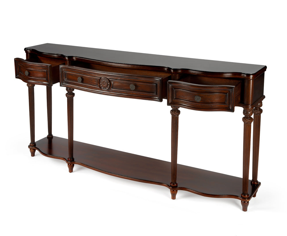 Butler Specialty Company - Peyton 72 in. W Rectangular Wood 3 Drawer & Lower Shelve Console Table, Dark Brown - 3028024