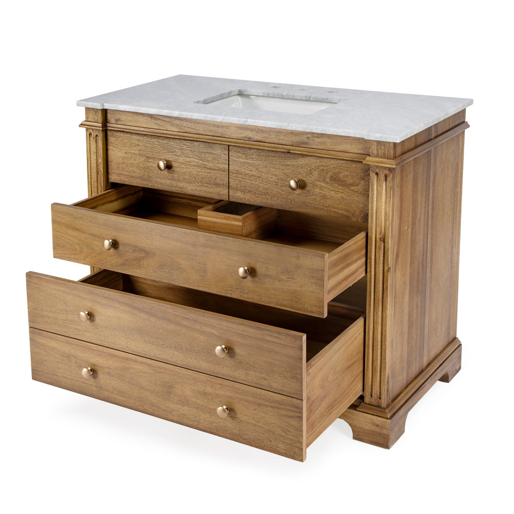 Butler Specialty Company - Rachelle 42 in. W Single Marble Top Bathroom Vanity/Sink Set, Light Brown - 5571415