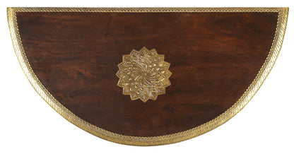 Butler Specialty Company - Artifacts - Ranthore 30 in. W Demilune Wood & Brass Foil 1 Drawer Console Table, Dark Brown - 2054290